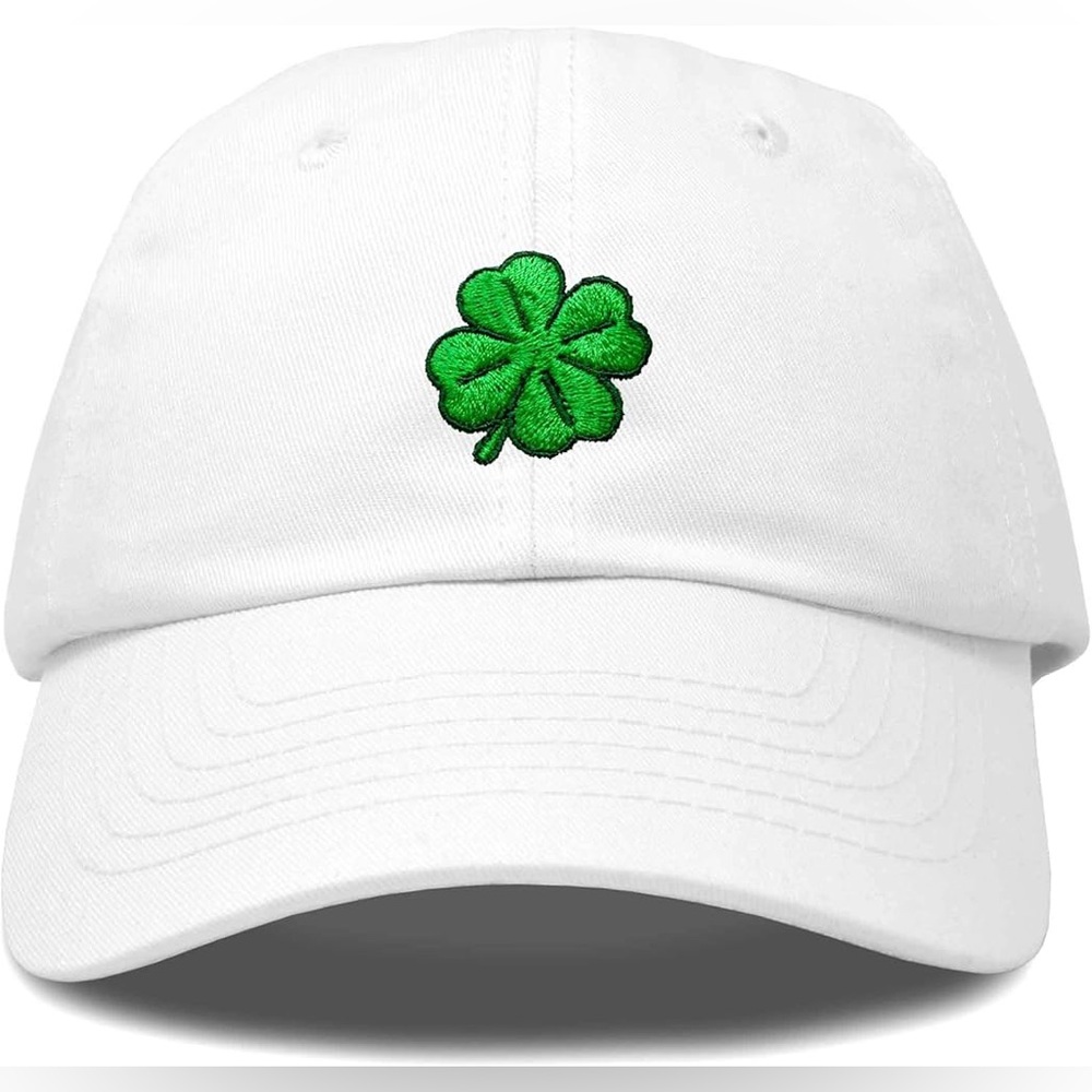 🍓$5 Pick!🍓 Dalix Four Leaf Clover Saint Patrick’s Patty’s Day White Ball Cap